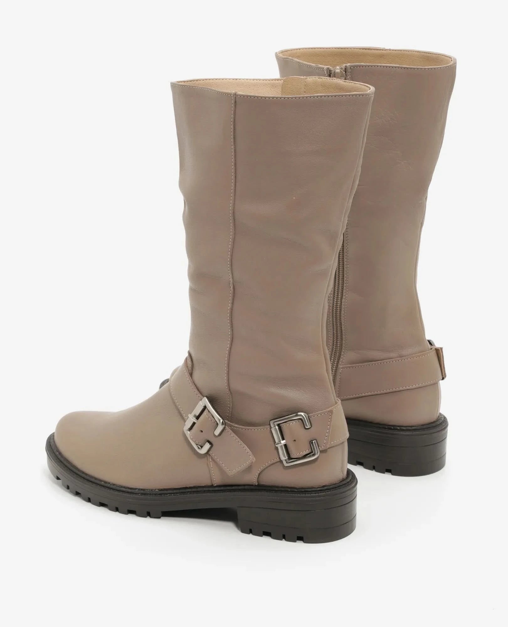 מגפי עור עם רצועות ואבזמים דגם ג'ון | מגפיים מעור לנשים בי יוניק