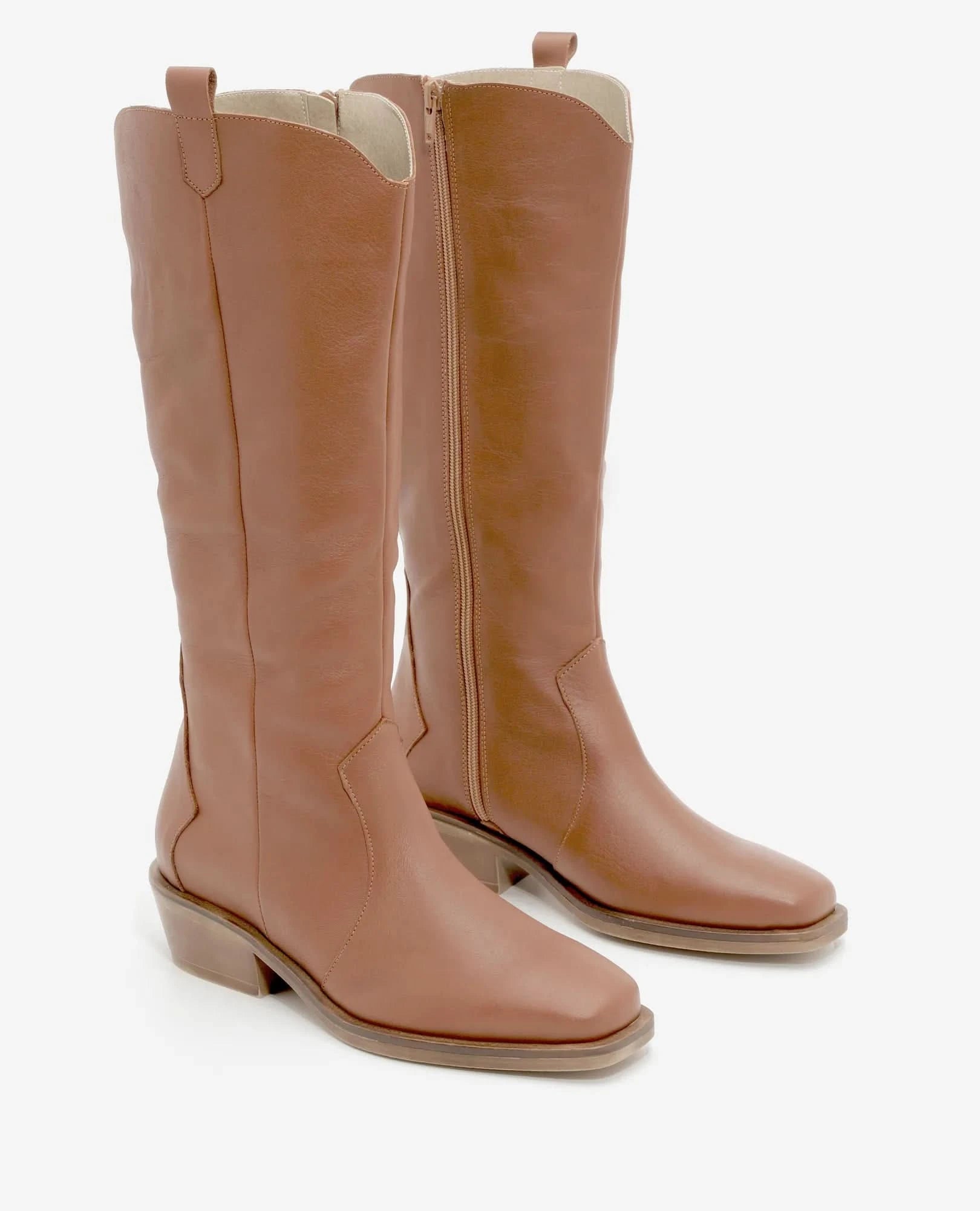 מגפי עור בעיצוב בוקרים קלאסי דגם יסמין | מגפיים לנשים בי יוניק