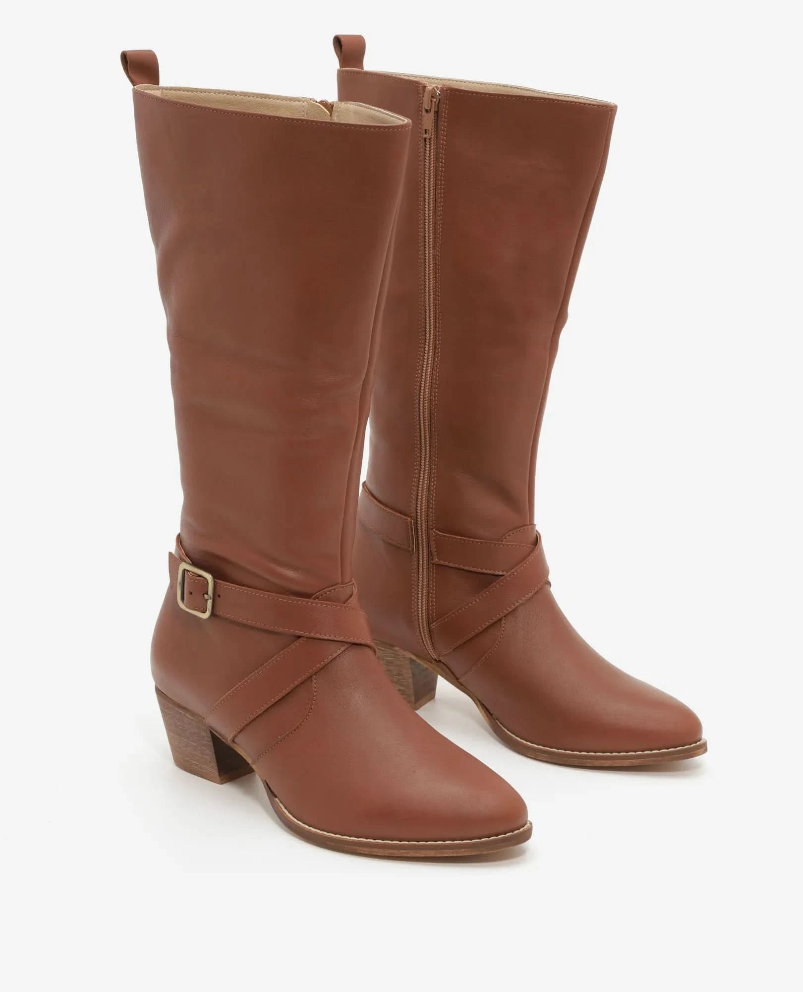 מגפי עקב לנשים דגם גייל | מגפונים לנשים מעור איכותי- בי יוניק