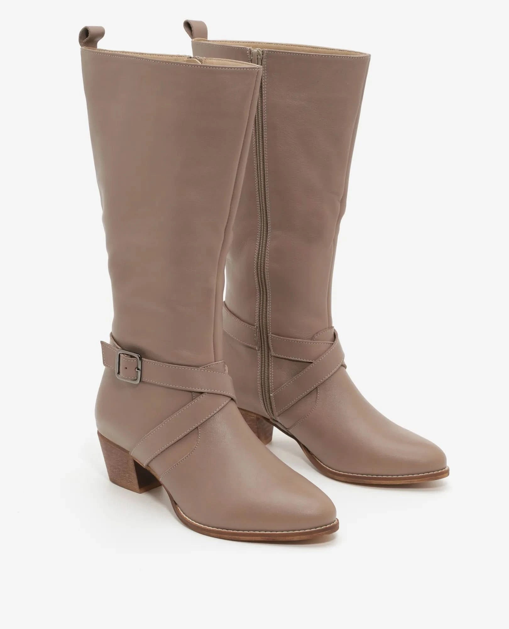 מגפי עקב לנשים דגם גייל | מגפונים לנשים מעור איכותי- בי יוניק