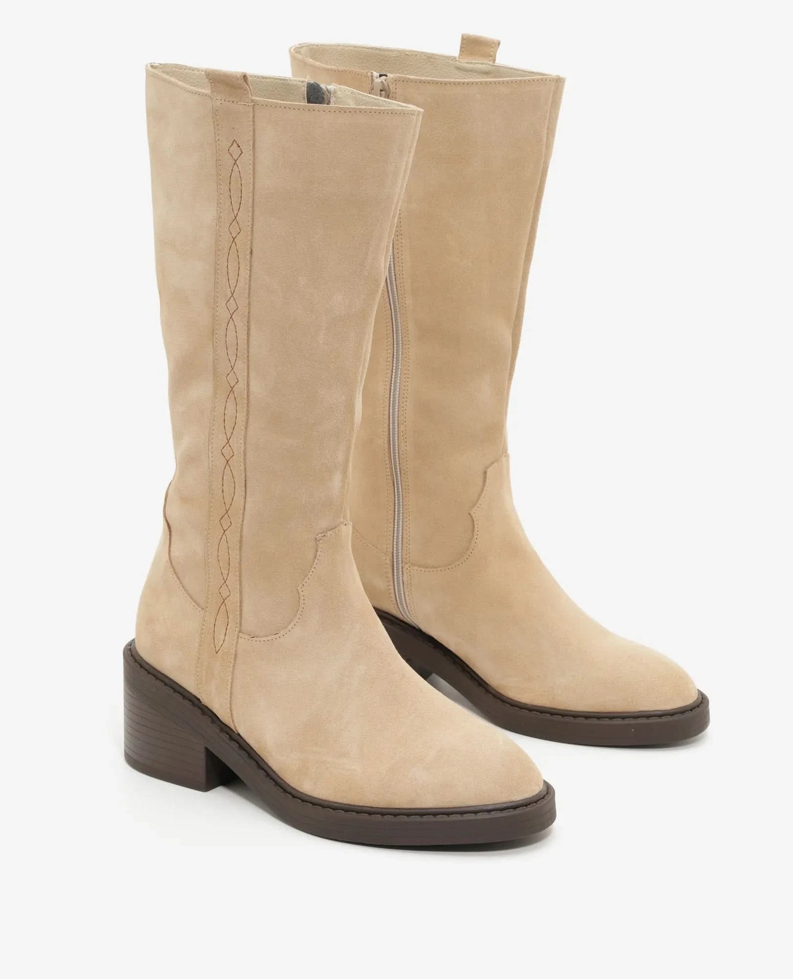 מגפיים קלאסיים מעור זמש איכותי דגם פאולה | מגפיים לנשים בי יוניק