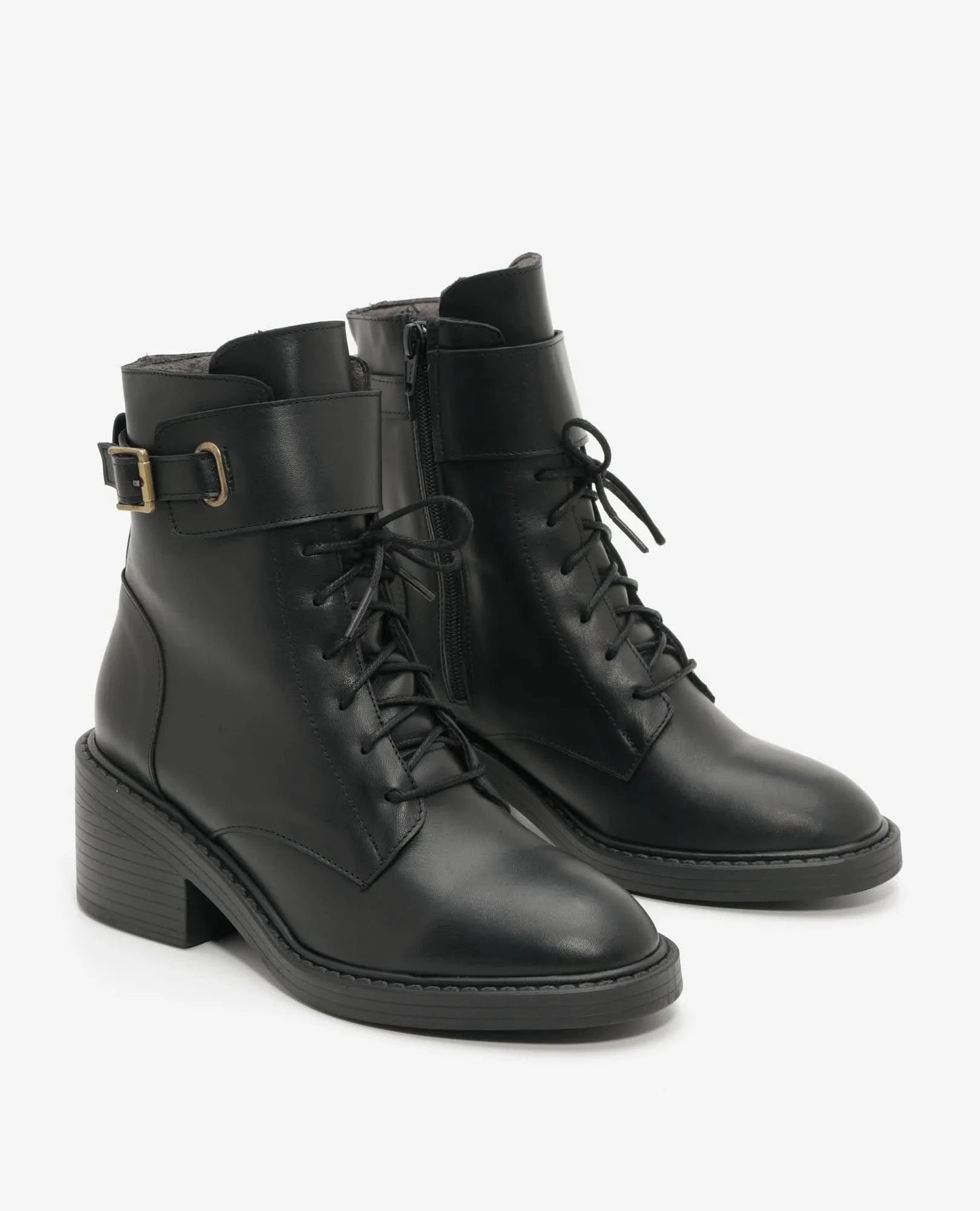 מגפונים עם שרוכים מעור איכותי דגם אריאל | מגפונים לנשים- בי יוניק