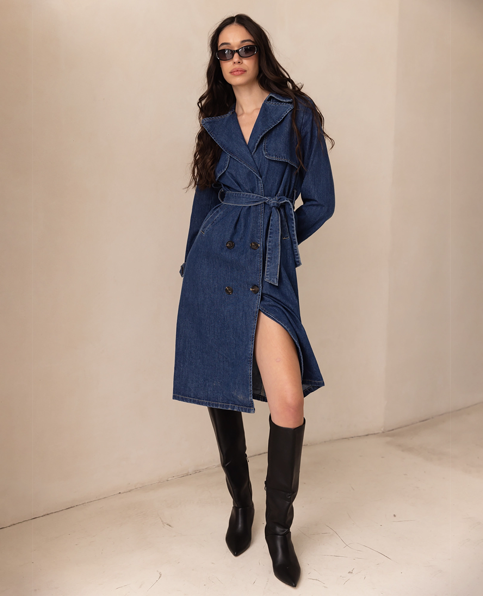 ג'קט טרנץ' ג'ינס ארוך - B Unique - ג'קטים