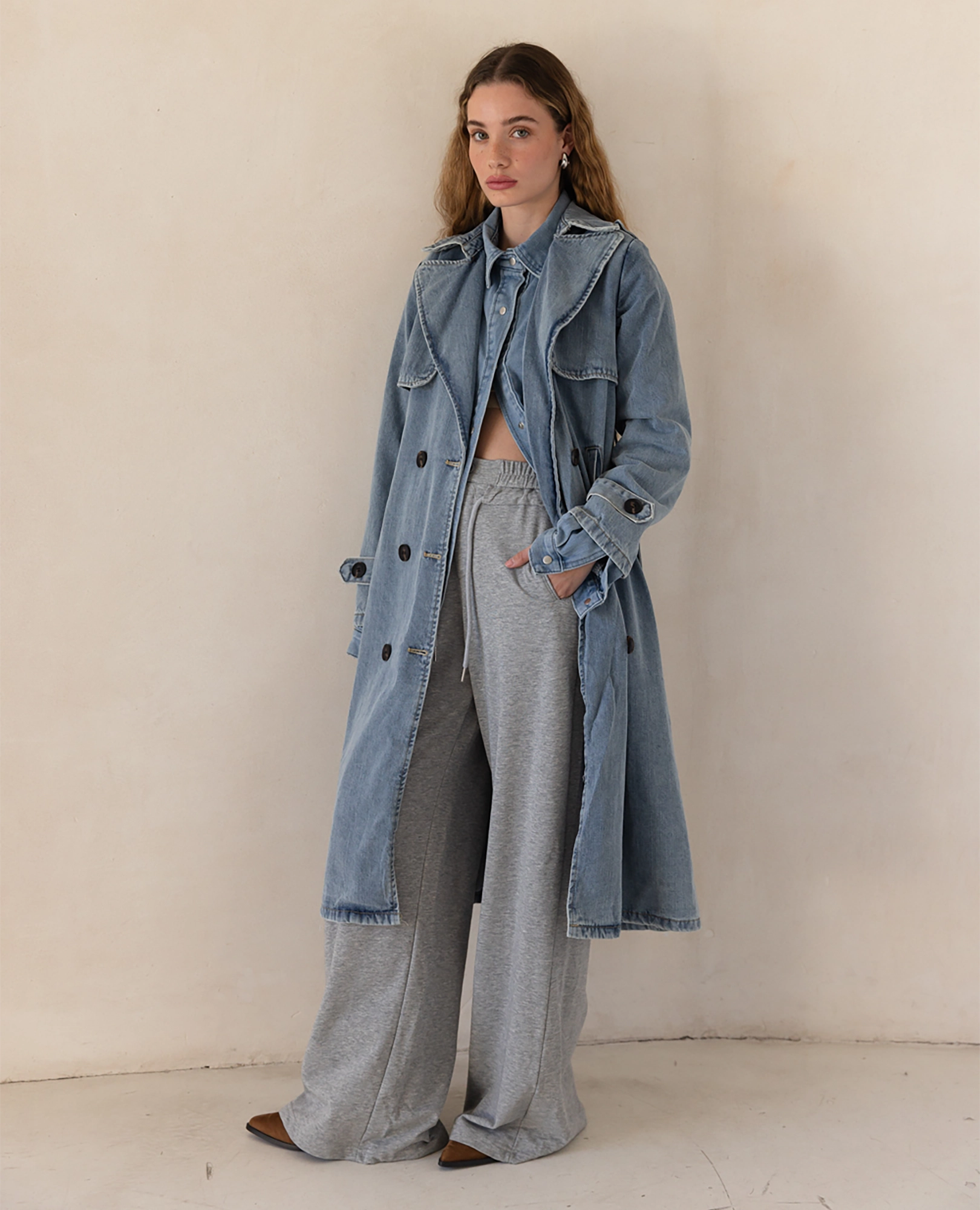 ג'קט טרנץ' ג'ינס ארוך - B Unique - ג'קטים