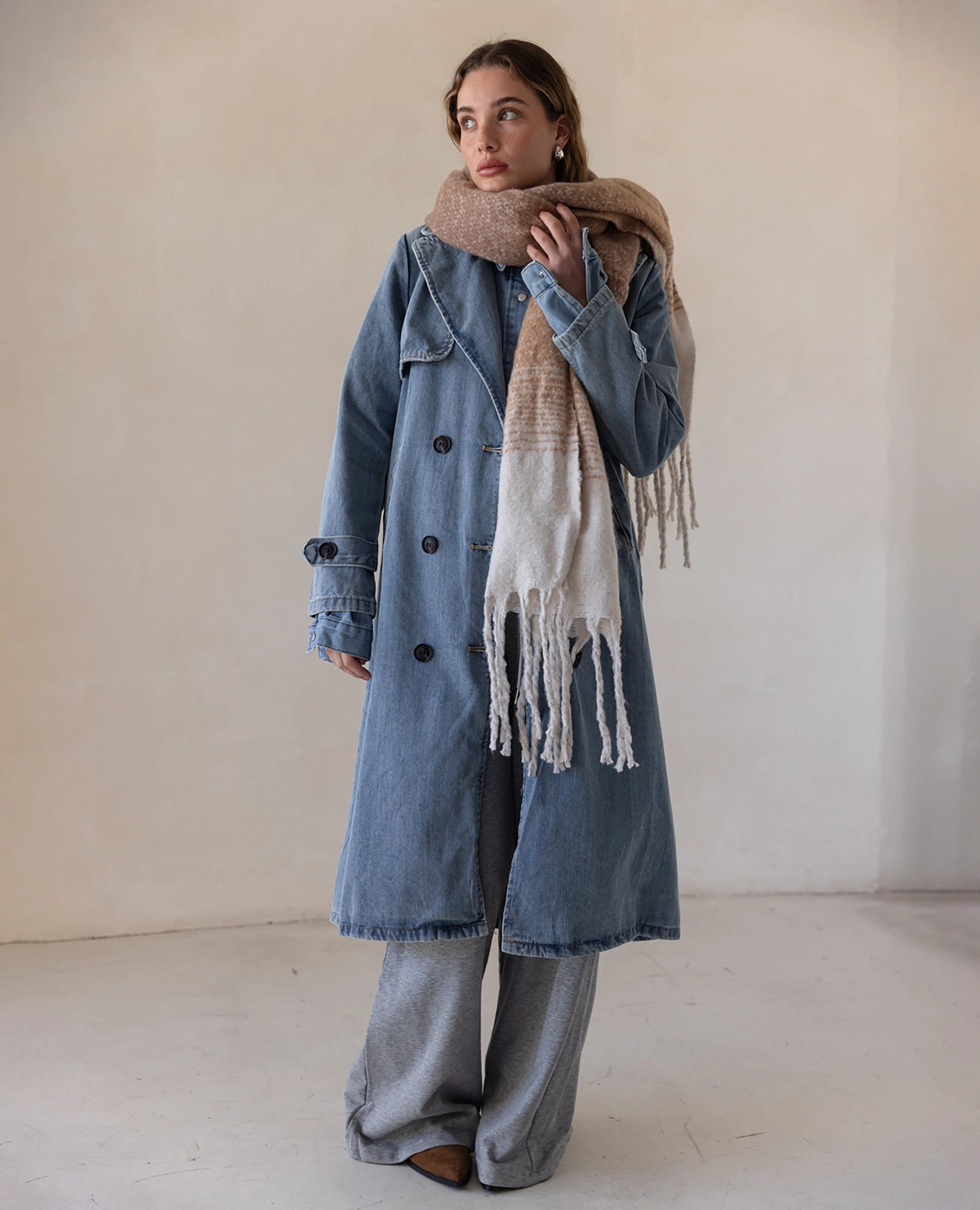 ג'קט טרנץ' ג'ינס ארוך - B Unique - ג'קטים