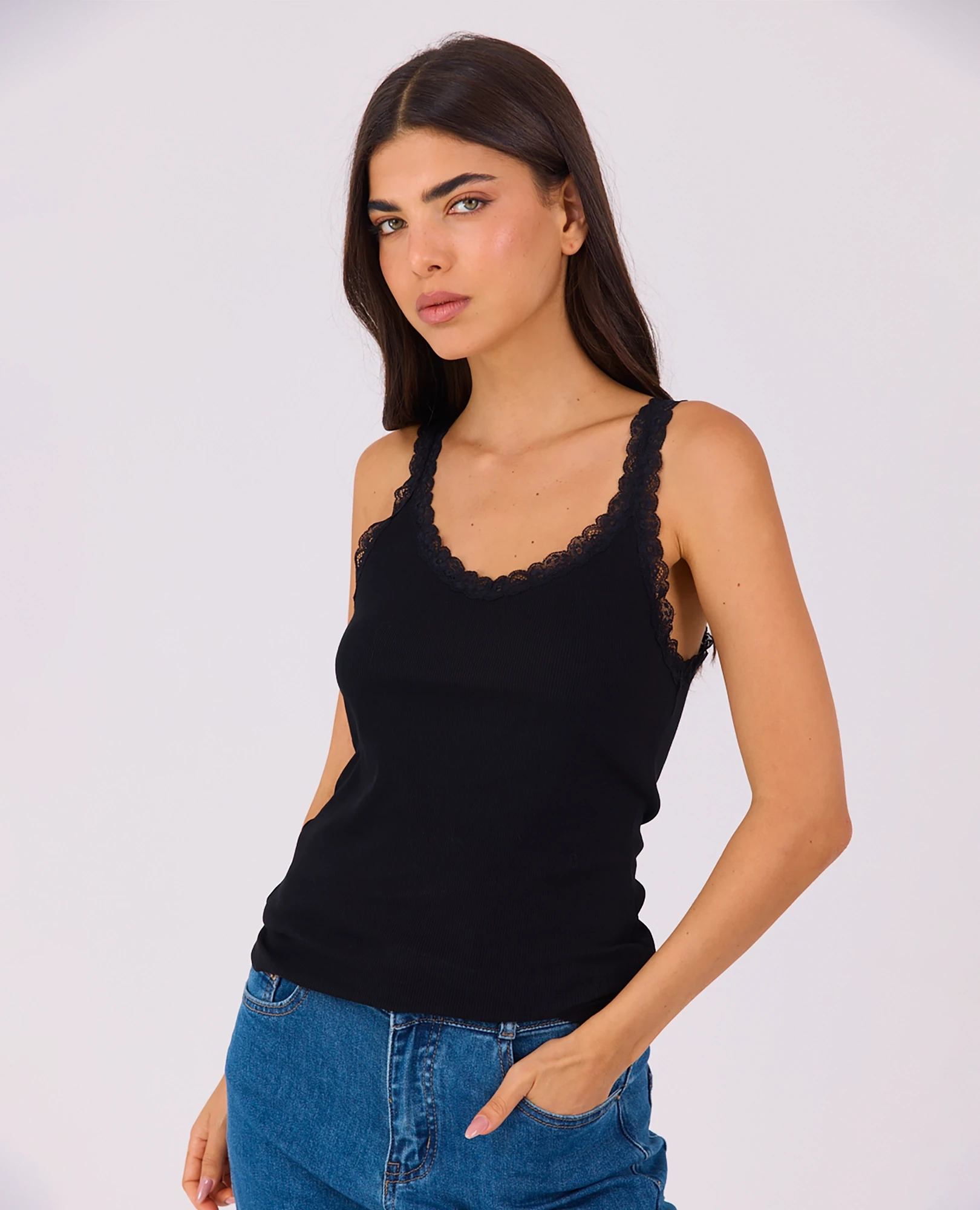 גופיה ריפ תחרה - B Unique - גופייה