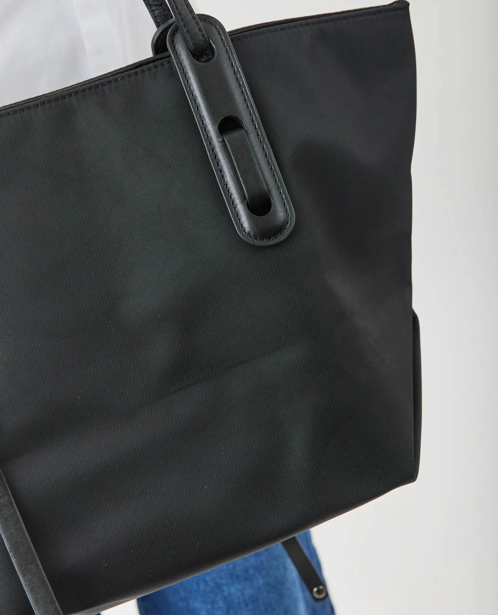 תיק צד ניילון עם עור