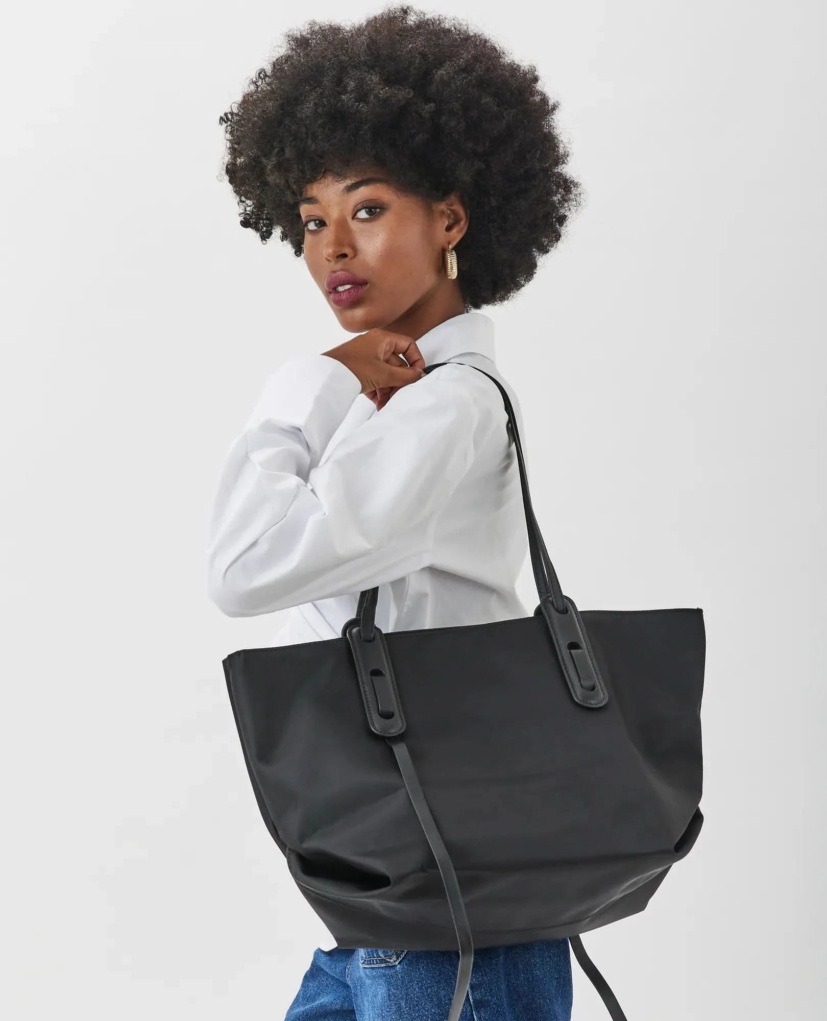 תיק צד ניילון עם עור