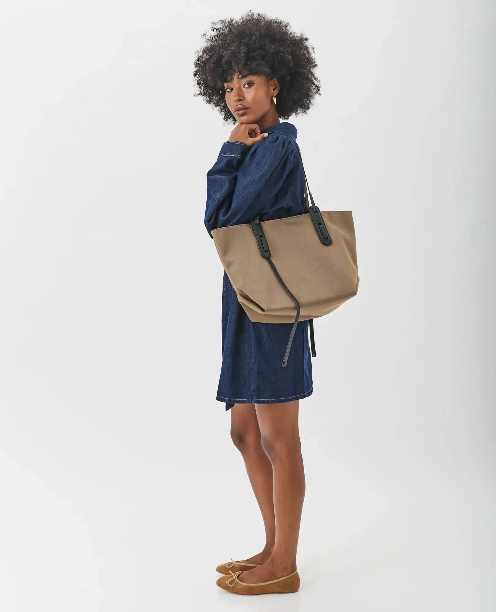 תיק צד ניילון עם עור