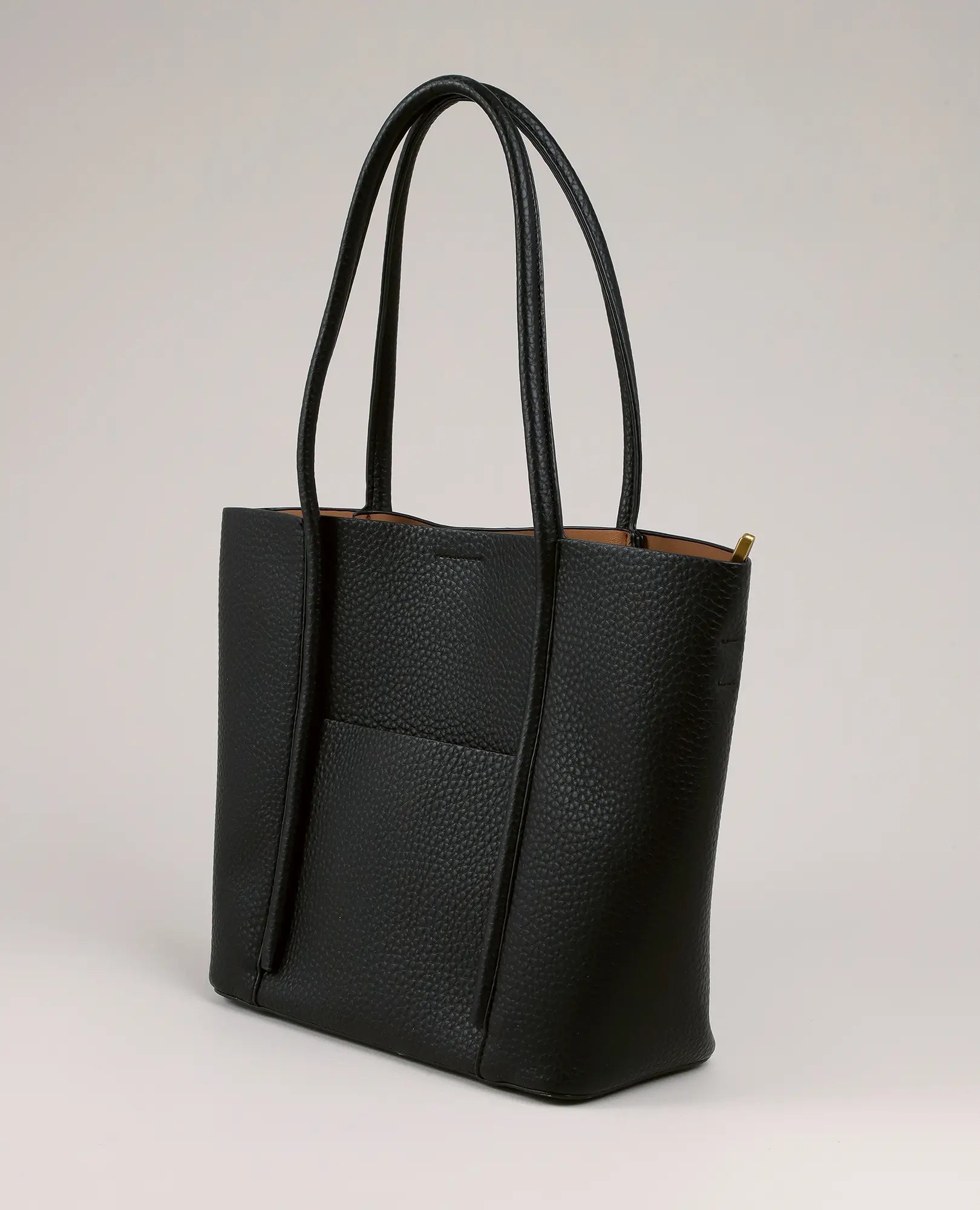 תיק צד עם כיס קדמי של B-Unique Bags, בעל שתי ידיות, מוצג על רקע אפור בהיר.