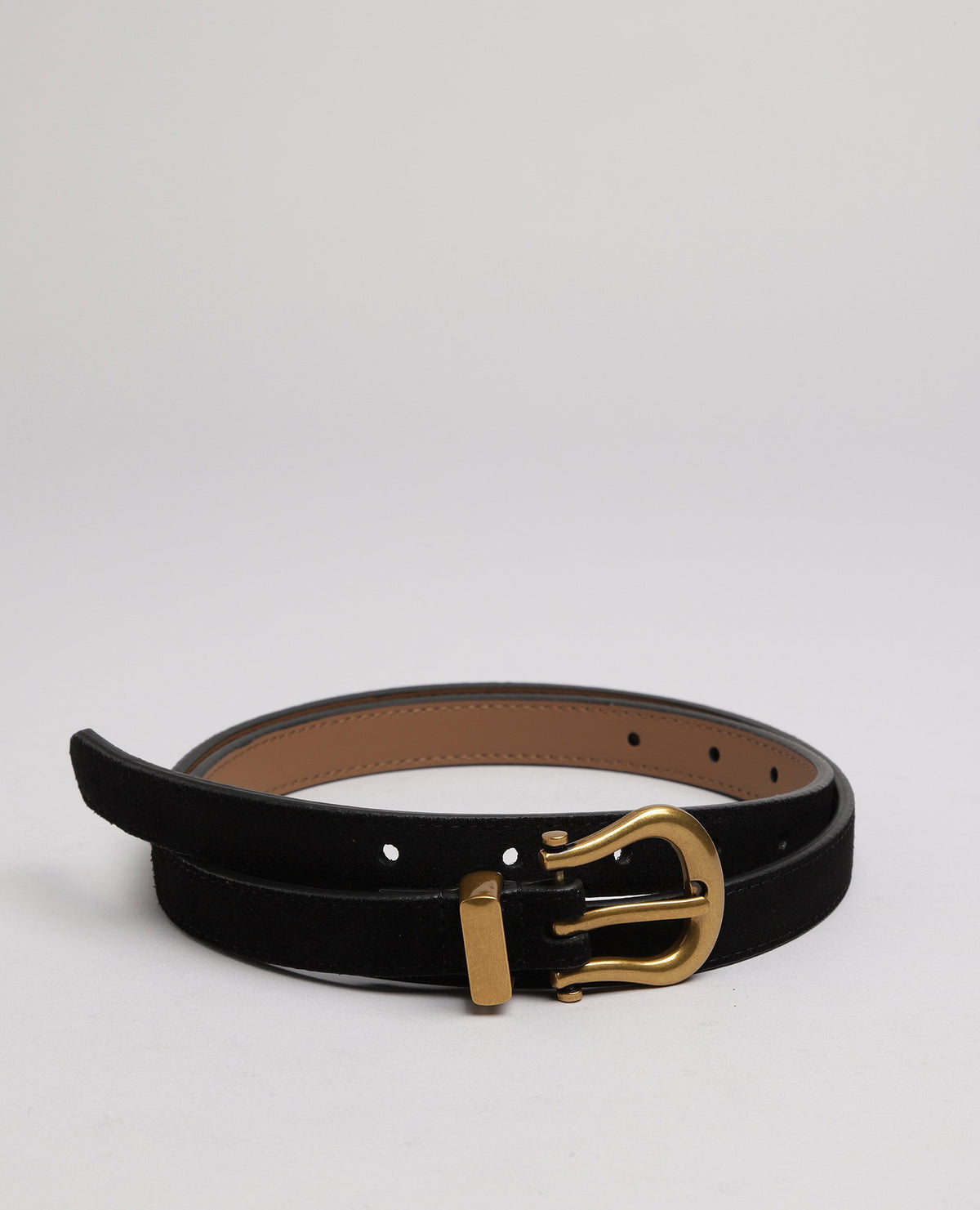 חגורת זמש עור אבזם זהב - יובל - B Unique