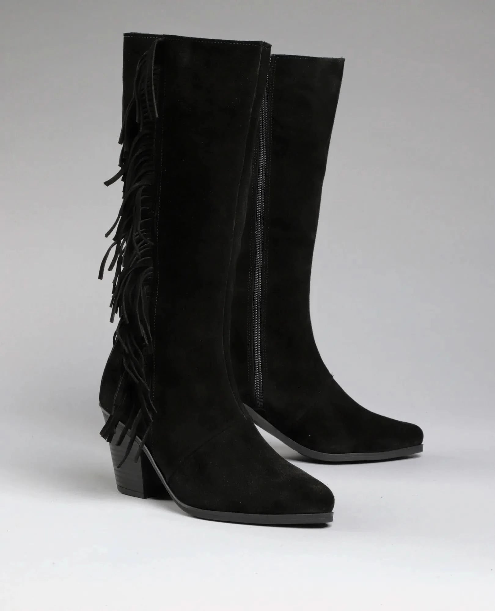 מגפי זמש בשילוב פרנזים - שיילה - B Unique -  מגפיים