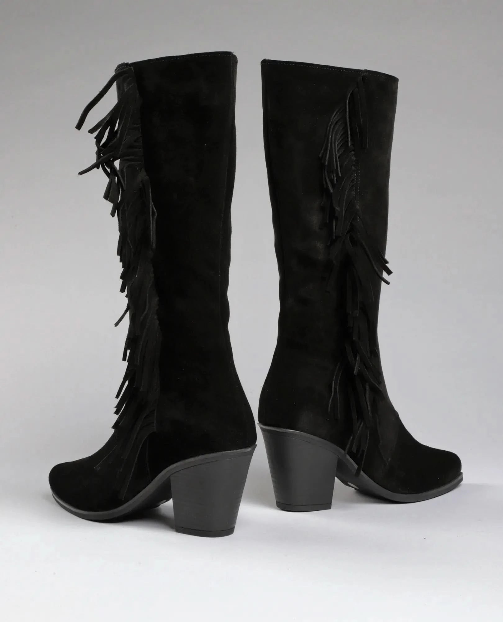 מגפי זמש בשילוב פרנזים - שיילה - B Unique -  מגפיים