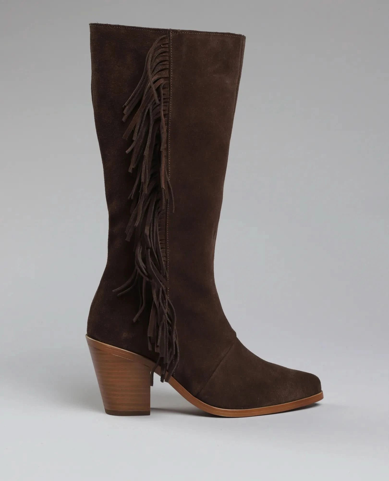 מגפי זמש בשילוב פרנזים - שיילה - B Unique -  מגפיים