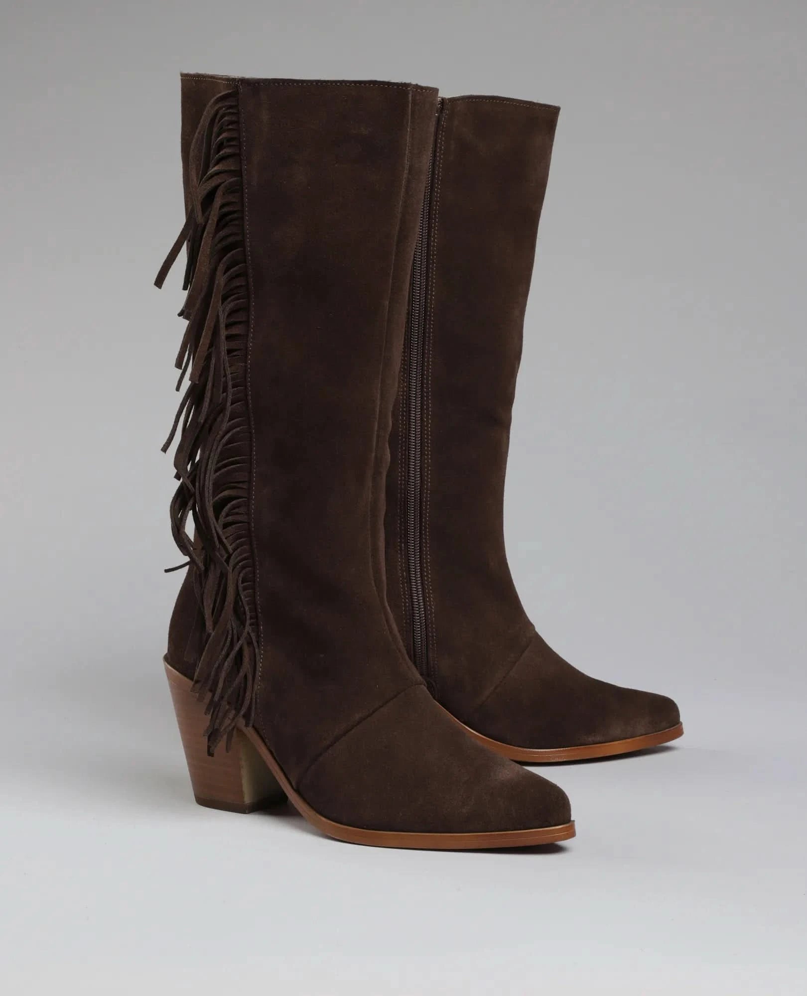 מגפי זמש בשילוב פרנזים - שיילה - B Unique -  מגפיים