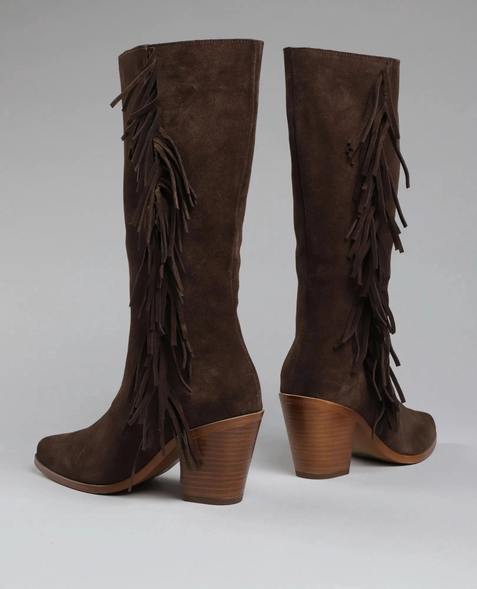 מגפי זמש בשילוב פרנזים - שיילה - B Unique -  מגפיים