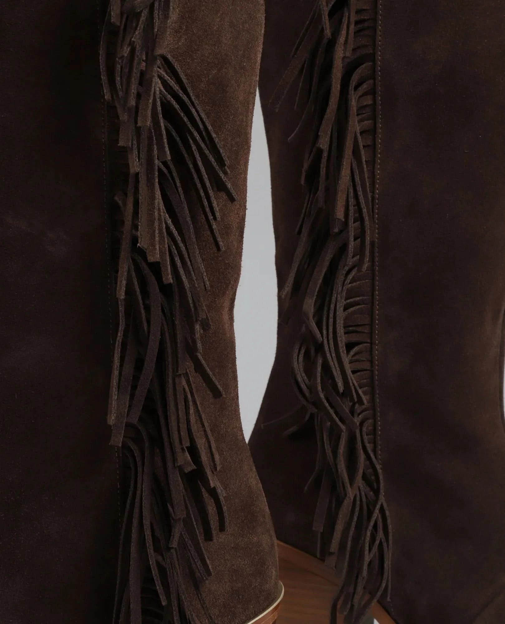 מגפי זמש בשילוב פרנזים - שיילה - B Unique -  מגפיים