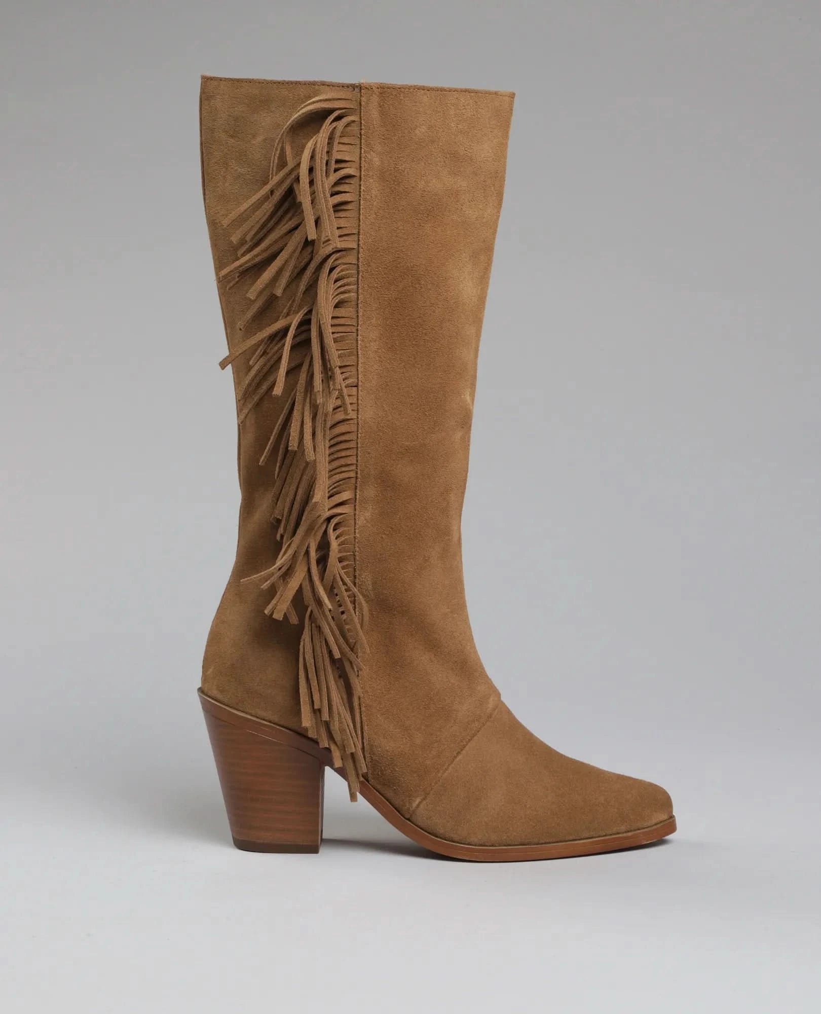 מגפי זמש בשילוב פרנזים - שיילה - B Unique -  מגפיים