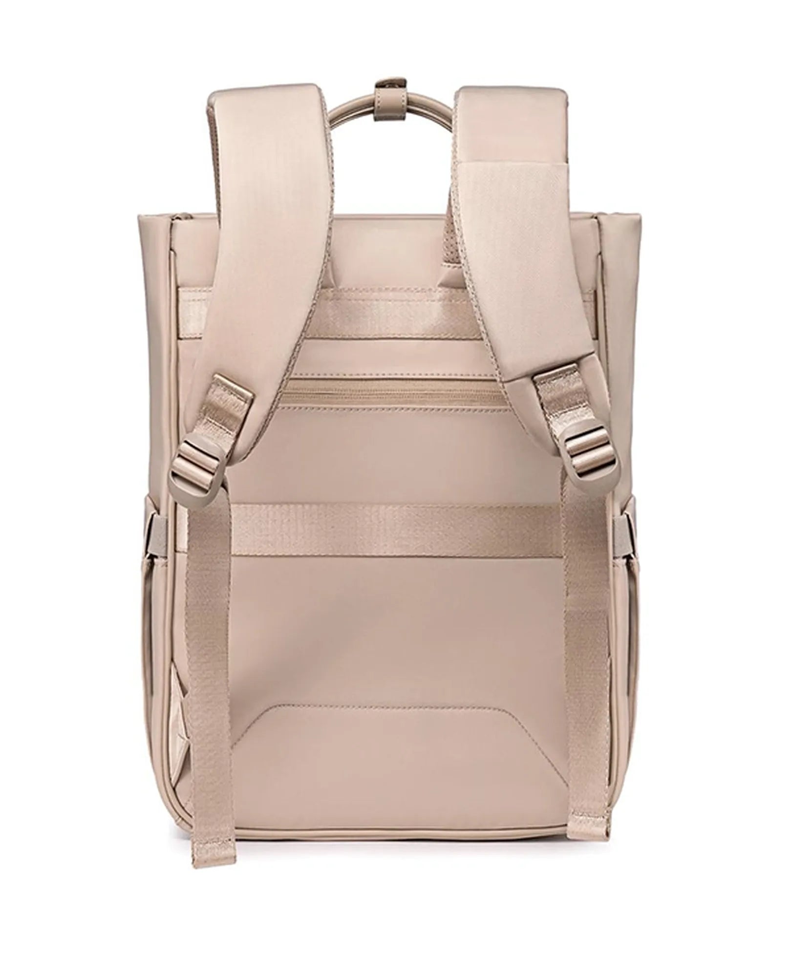 תיק מחשב נייד מלבני מבית B-Unique Bags מוצג מאחור, עם רצועות כתף מרופדות וידית נשיאה עליונה.